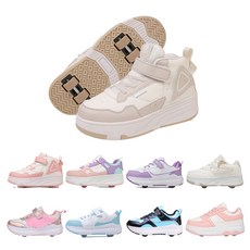 PHTEER 하이탑 롤러슈즈 바퀴달린 운동화 롤러스케이트 4륜 F09, 카키색, 1개