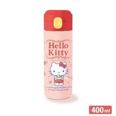 韓國 lilfant 凱蒂貓304不鏽鋼兒童餐具組, 1個, 保溫杯400ml, 粉紅色, 學習筷、湯匙、叉子、水杯