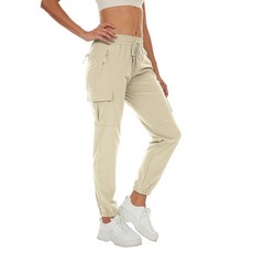 Arunlluta 하이킹 팬츠 여성용 경량 카고 퀵 드라이 조거 포켓 포함 방수 여행용 바지 라이트카키 121188