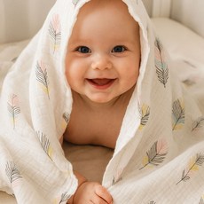 불로홈 대나무 밤부 거즈 아기 유아 신생아 블랭킷 120x120cm, 밤부_깃털