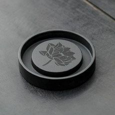 WUJINSHI HUCHENG 烏金石壺承 蓮花圖案茶壺墊, 1個, 乌金石圆壶承-莲花,标准