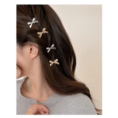 쿠쿠스토어 여성 새 골든 보우 미니 머리핀 달콤하고 멋진 소녀 앞머리 머리핀 및 헤어 액세서리 4개/세트