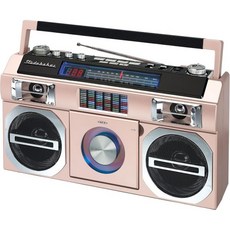 붐박스 라디오 블루투스 DVD FM 라디오 CD 플레이어 LED EQ 10와트 RMS 전원 및 AC/DC가 장착된 Studebaker SB2145B 80년대 레트로 스트리, Rose Gold, Rose Gold