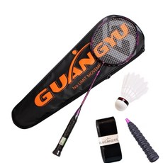 초경량 풀 카본 6U 72g 배드민턴 라켓 1P+가방1+그립1+라켓 보호 테이프1+셔틀콕1, 1개, 화이트 핑크