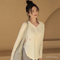 運動上衣 女 秋季 寬鬆連帽 瑜伽服 跑步防曬 長袖健身服