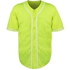 포뉴트릭스 블랭크 플레인 힙합 힙스터 야구 저지 버튼 다운 셔츠 스포츠 유니폼 남녀 (포-그린-메쉬 대형), Large, G-그린 메시