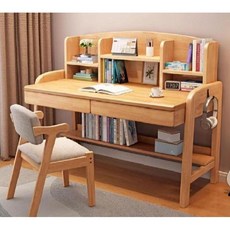 데스크 테이블 서재 공부 빈티지 일자형 공부방 호두색 틈새 넓은 라운드책상 책장 세트, 블루 싱글 테이블 책의자