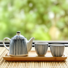 블루라인패턴 도자기 다기세트 (주전1P+다기잔4P), 1세트