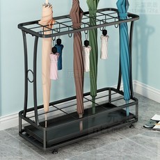 索爾諾酒店大堂家用商用架子長柄折疊兩用組裝收納整理雨傘架雨傘收納桶 傘架 雨傘桶 雨傘收納架 傘桶, 5.0升級黑紗紋【10孔8鉤】,無規格, 1個