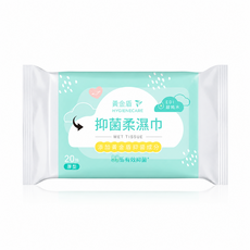 黃金盾 抑菌柔濕巾, 1個, 20張, 1g
