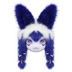 Fursuit獸頭 kig系福瑞兔子成品頭套 福瑞兔子系列兔系單頭 Cosplay穿戴獸頭 專業訂做獸頭 可來圖定做, 藍白色, 1個