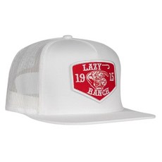 Classic White Red Ranch Five Panel Trucker Hat by Lazy J Ranch Wear, Classic White Red Ranch Five P