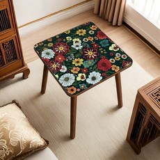 茶几 曼陀羅雙層沙發邊幾 客廳實木腿小方桌 家用正方形角幾 小戶型小邊桌, 1個, （花色隨機）單層茶几,長39寬39高52釐米
