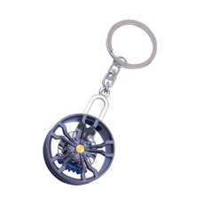 남자를위한 실용적인 금속 자동차 허브 키 체인 자동차 부품 휠 타이어 림 자동차 애호가를위한 자동차 부품 인테리어 장식, 파란색