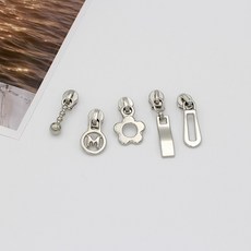 국산 3호 코일지퍼슬라이더 지퍼손잡이, 펀칭, 1개, 실버