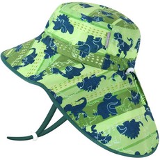 Duoyeree 자외선 차단 유아용 햇빛 차단 모자 - UPF 50+ 아동용 해변 및 여름 모자 - 남아 및 여아용 넓은 챙 모자 1b3-로즈, 5-12 Years, 1b11-greendinos