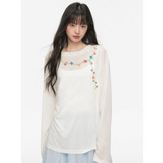 歐美高街微透防曬罩衫長袖T恤 女 寬鬆中性風圓領上衣 ins潮