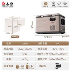 차량용냉장고대용량 이동식 차박 캐리어식 냉온장고 아이스트립 휴대용 차냉장고 캠핑 냉동고, 13 싱글컨트롤 39리터(음성) 골드