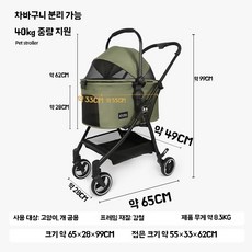 대형견유모차 반려견 산책 애견 유모차 중형견, C. 올리브 그린