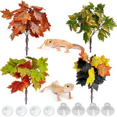 Kathson 파충류 테라리움 식물 벽걸이 인공 도마뱀 서식지 장식 흡착 컵 포함 애완동물 탱크 가짜 그린 플라스틱 실크 천 장식품 양서류 수염 드래곤용4개 스타일 A 138, 스타일 A, 4개