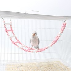 앵무새 사다리 젤리 우드 레더 3color 사다리 횃대 앵무새 용품 횟대, 1개, 블러썸 핑크 M 8칸