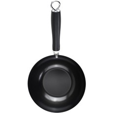 굿쿡 일상 논스틱 웍 8인치 검정색 탄소강 소형 높은 벽 구조 평평한 바닥 인체공학적 화염 방지 손잡이 팬 볶음과 볶기용