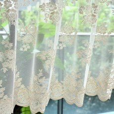 번트 오렌지 러플 레이스 밸런스 윈도우 1 패널 너비 132.1x길이 45.7cm(52x18인치) 코티지 코어 플로럴 가을 시어 러플 밸런스 주방 창문 오버 싱크 로드 포켓 프, 베이지