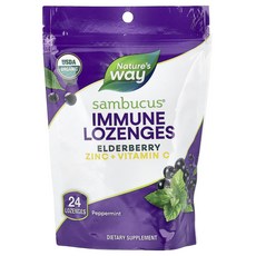 Nature's Way Sambucus® 면역 사탕 정제 엘더베리 아연 + 비타민C 페퍼민트 사탕 정제 24정, Nature'sWaySambucus®면역사, 1개