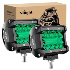 Nilight 18021F-B 2PC 10.2cm(4인치) 트리플 로우 조명 60W 플러드 스팟 콤보 6000LM 바 운전 보트 Led 오프로드 트럭, 녹색 LED 포드