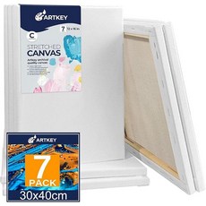 페인팅용 스트레치 캔버스 30.5 x 40.6cm(12 16인치) 7팩 283.5g(10온스) 삼중 밑칠 무산성 100% 면 빈 캔버스 오일 페인트 아크릴 붓기 및 습식 아
