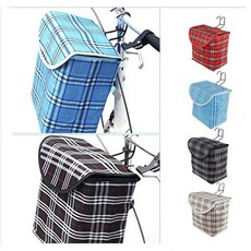 自行車前掛置物籃 帶蓋設計 格紋時尚款 折疊車適用車筐, 詳見包裝, 詳見包裝, 米格