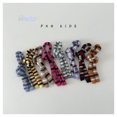 台灣出貨 【2-8歲】秋冬季洋氣撞色條紋兒童圍巾精緻小標潮童寶寶冬天保暖圍脖潮