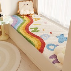 DFMEI 彩虹飄窗墊仿羊絨四季通用新款主臥臥室陽臺可機洗彩虹坐墊, 1cm, 仿羊絨-彩虹小橋矩形:60x120cm【柔軟毯面膚感舒適】