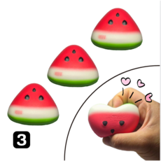 루이나 말랑 쫀뜩 수박 스퀴시 성인용 스트레스 해소볼, 3개, 수박색