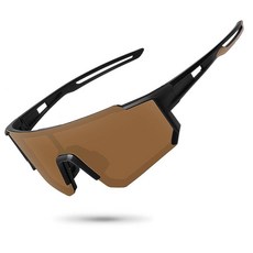 [4] STORYCOAST 남성용 여성용 편광 스포츠 선글라스 운전 낚시 사이클링 산악 자전거 선글라스 UV400 보호 1-(a) 화이트 프레임-아이스 블루 미러 렌즈 표, 1-(a) 블랙 프레임-브라운 렌즈