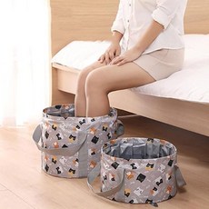 북유럽풍 접이식 휴대용 이동형 접을수있는 족욕 습 가방 폴딩형, 고양이블M(001907)