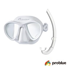 Problue 自由潛水裝備 長蛙鞋, 全白面鏡+呼吸管,均碼