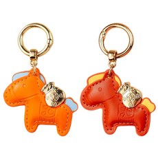 별라 2026 붉은말띠해 열쇠고리 자동차 가방 붉은말 키링 2P, 레드+오렌지, 2개