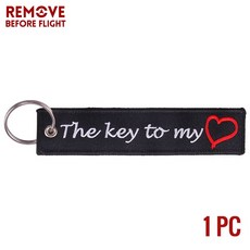 1개 PC 비행 제거 오토바이 자동차 남성용 키체인 자수 태그 패션 선물 장신, KEY TO MY
