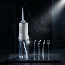 [독일브랜드] 구강세정기 휴대용 가정용 물치실 맥동수압 치아세정기 교정 잇몸 케어 입냄새 편도결석 제거기 방수 분리형 물통 USB 충전 여행용 사무실 치간 칫솔 선물, 화이트, 휴대용 구강세정기 200ml
