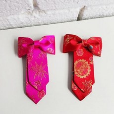 금박리본 댕기 자동핀 101653, 진핑크