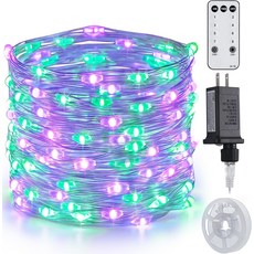 200 LED 보라색 및 녹색 요정 조명 플러그인 8가지 모드 할로윈 실내 휠 포함 크리스마스를 위한 66피트 리모컨 크리스마스, Red White Blue, 66FT 200LED