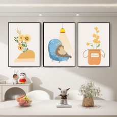 스피세프 이쁜 거실 인테리어그림 거실벽 꾸미기 그림 3종세트, 갈색 고양이