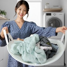 이지한가 1초 빨래바구니 더 튼튼해진 건조가 빠른 매쉬 접이식 세탁바구니 빨래망, 1개, 화이트