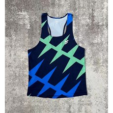 마라톤싱글렛 마라톤복 육상복조끼 육상복, 블루 헤링본 조끼, M