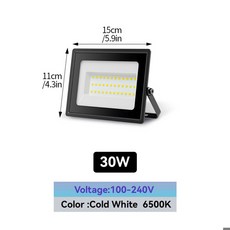 방수 LED 투광 조명 IP65 스포트라이트 벽 램프 야외 조명 따뜻한 차가운 흰색 110V 230V 10W 30W 50W 100W