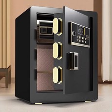 SorJar 가정용 디럭스 방범 금고 사무실 스마트 신고 지문 비밀번호 금고, 블랙 금고