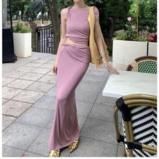 여름 오프숄더 셔츠와 롱스커트 세트