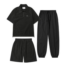 SLIT STUDIO SET 스테디 라이트 반팔 아노락 3P 셋업 블랙