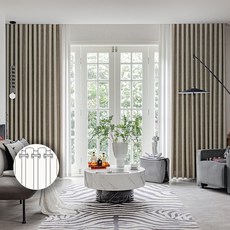 커튼킹 호텔식나비주름암막커튼 사계절 3중직 거실용 쉐도우암막커튼 창문용형상기억암막커튼 원톤 아일렛형 2장